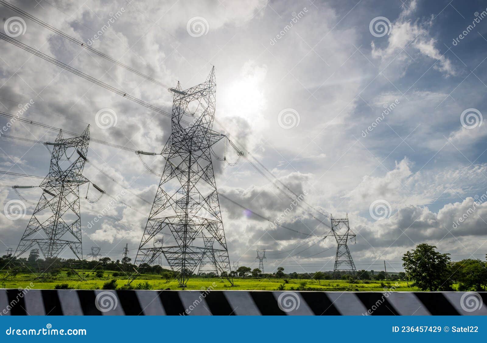 Electricity Power Line Infrastructure in India Stock Image Image of
