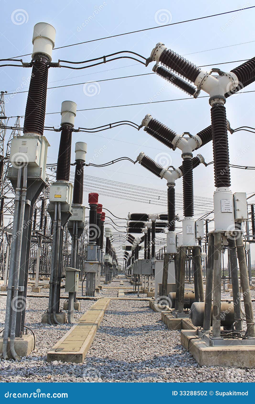 Electricity Transmission Yard Stock Photo Image of cable, structure