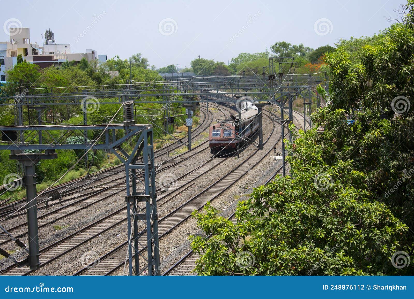 Electrified Railway Line of India with Multiple Tracks and Train Stock