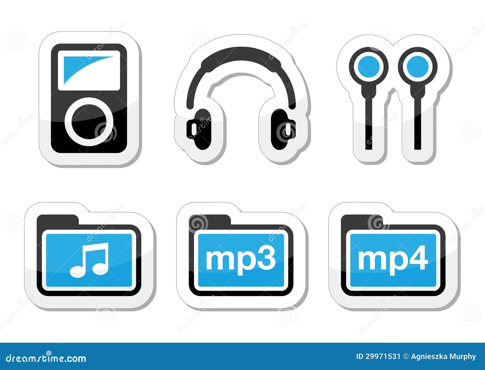 Mp3 player icons set stock illustration. Illustration of player 29971531