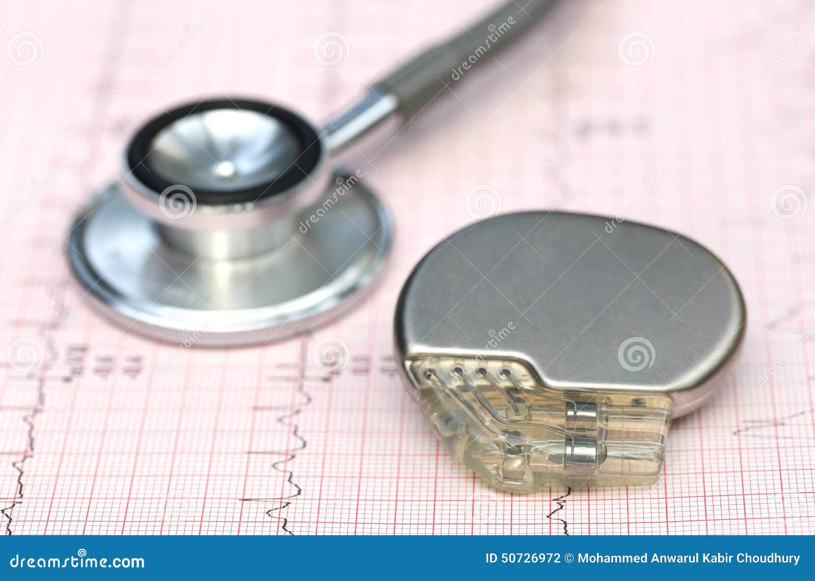 electrocardiograph with stethoscope and pacemaker