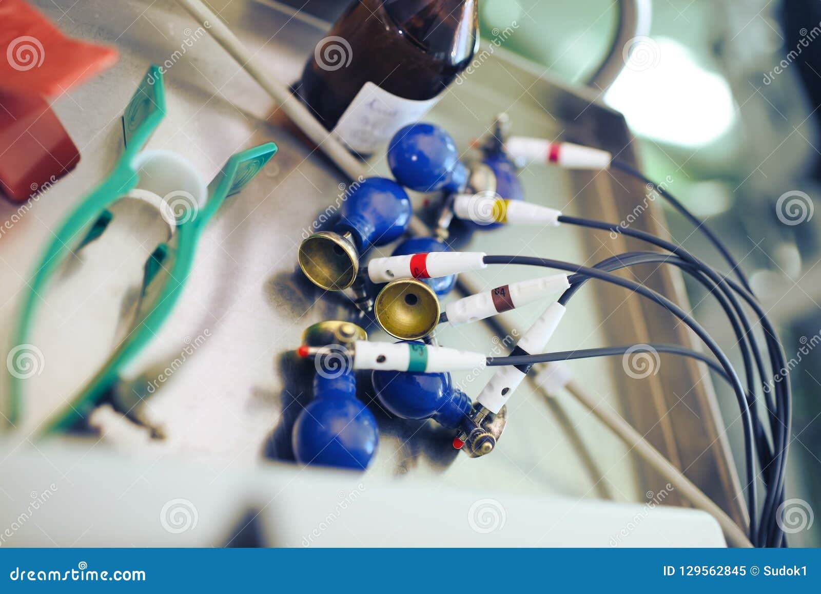 Electrodes for ECG Recording on the Iron Surface of Medical Table Stock