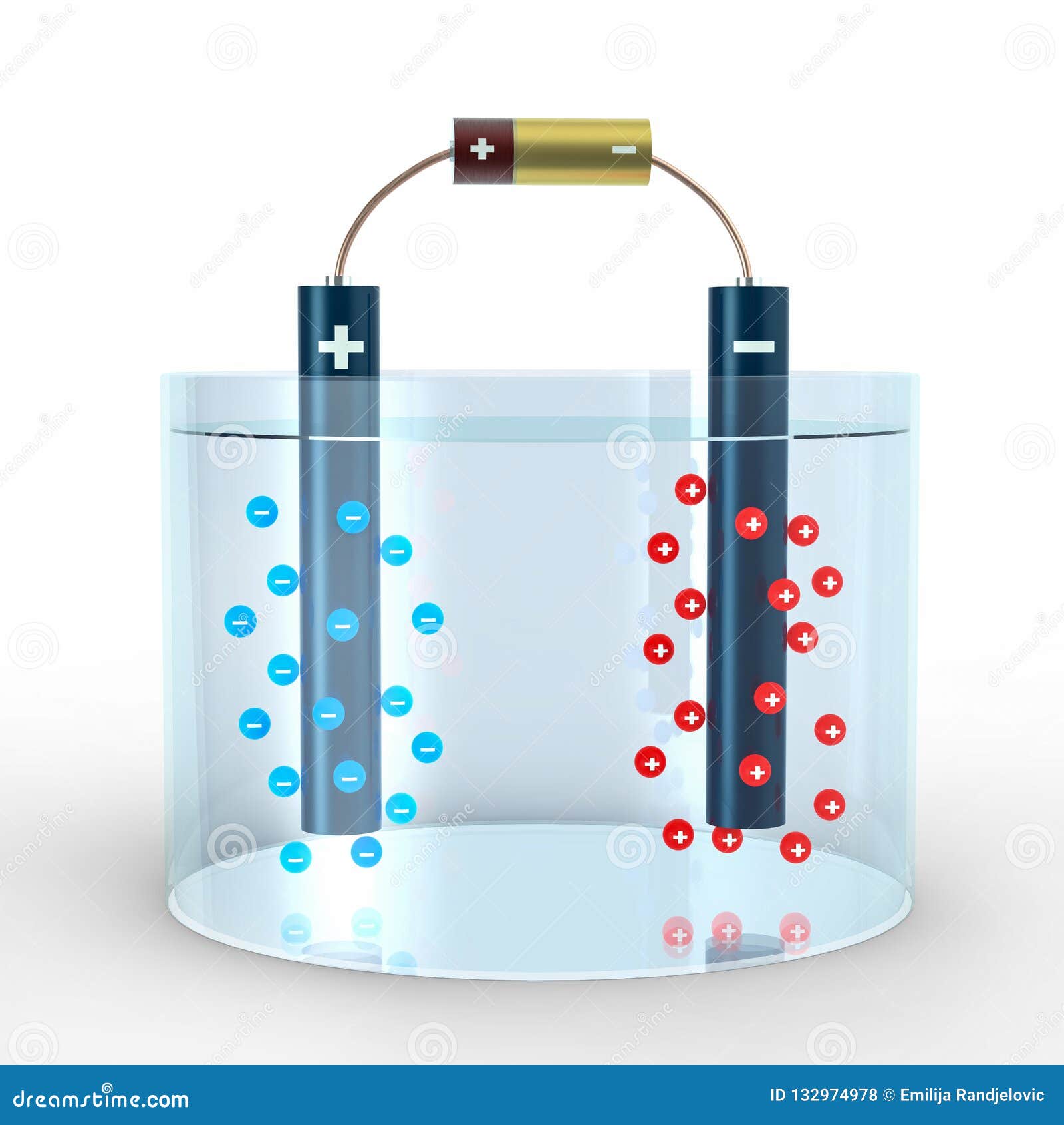 Electrolysis of Water: Splitting H2O Molecules Stock Illustration ...