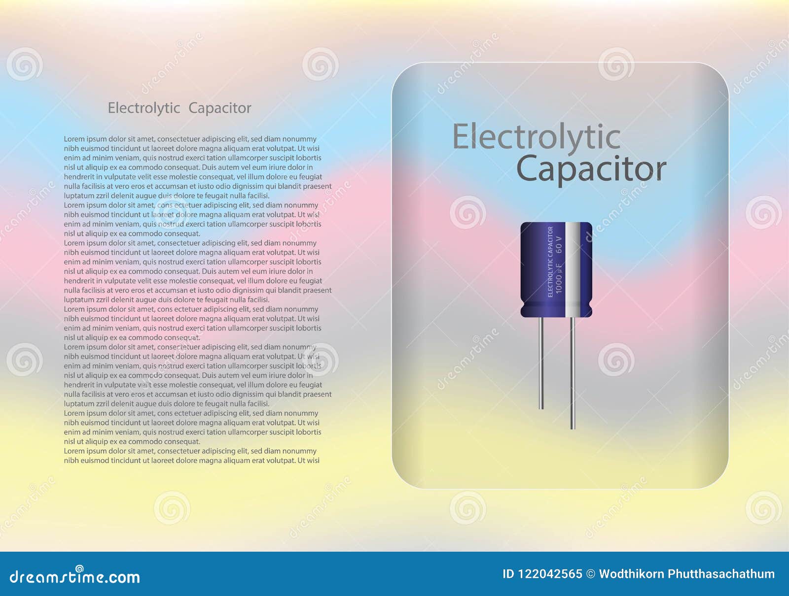 Electrolytic Capacitor Diagram And Text Information Pattern. Cartoon