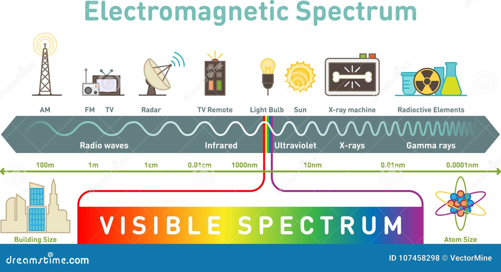 electromagnetic spectrum infographic diagram,  