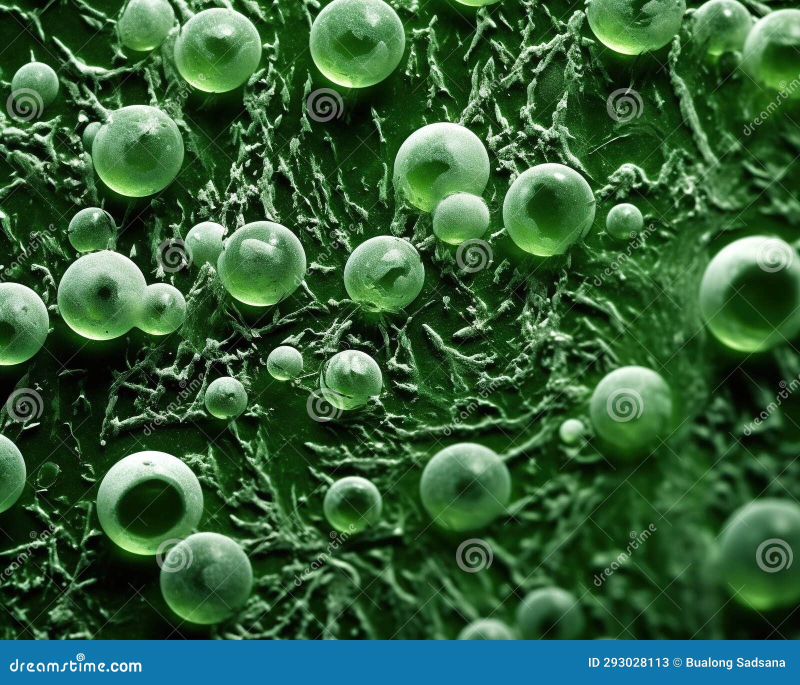 An Electron Microscope View of the Spirulina Algae. Stock Illustration