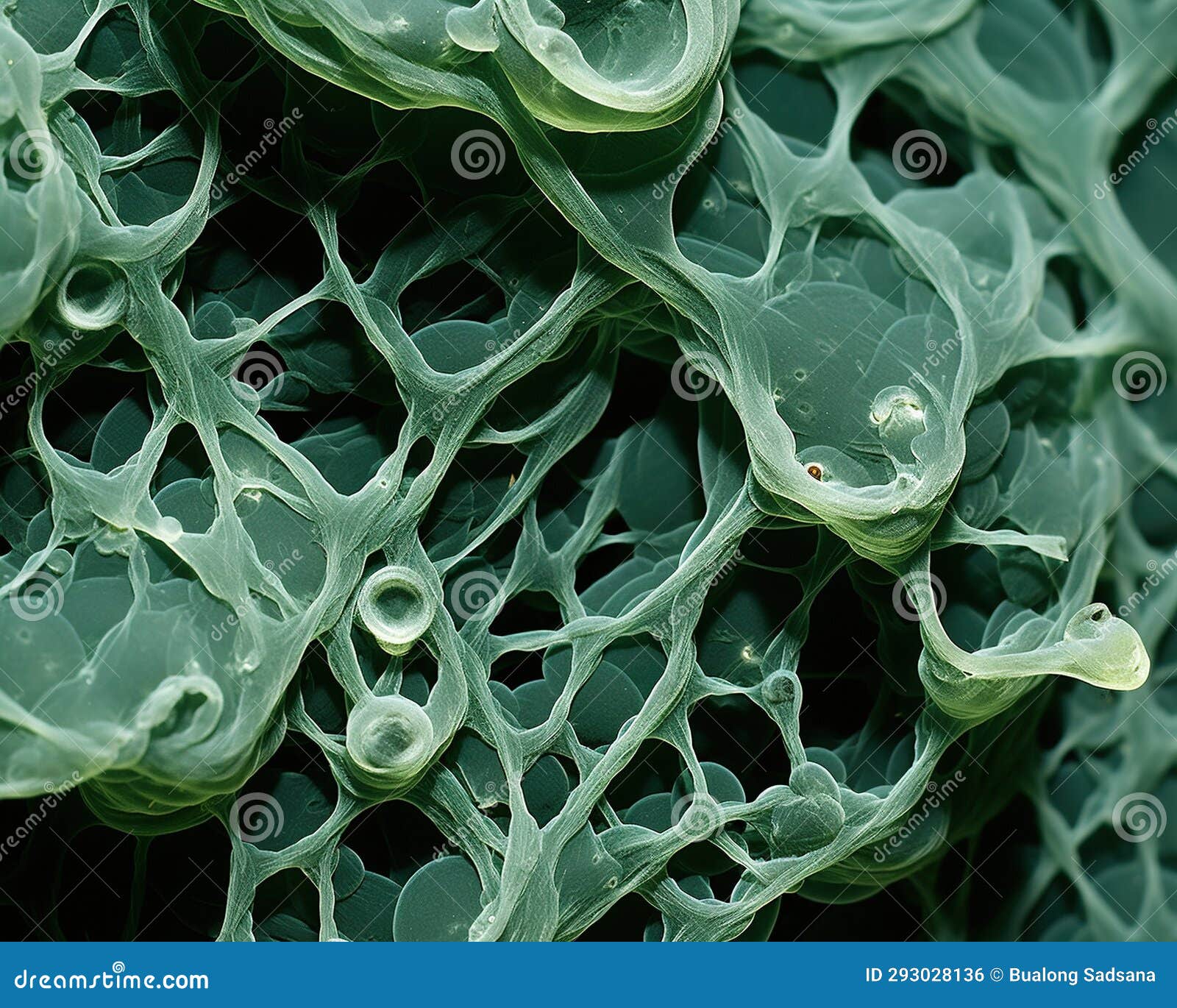An Electron Microscope View of the Spirulina Algae. Stock Illustration