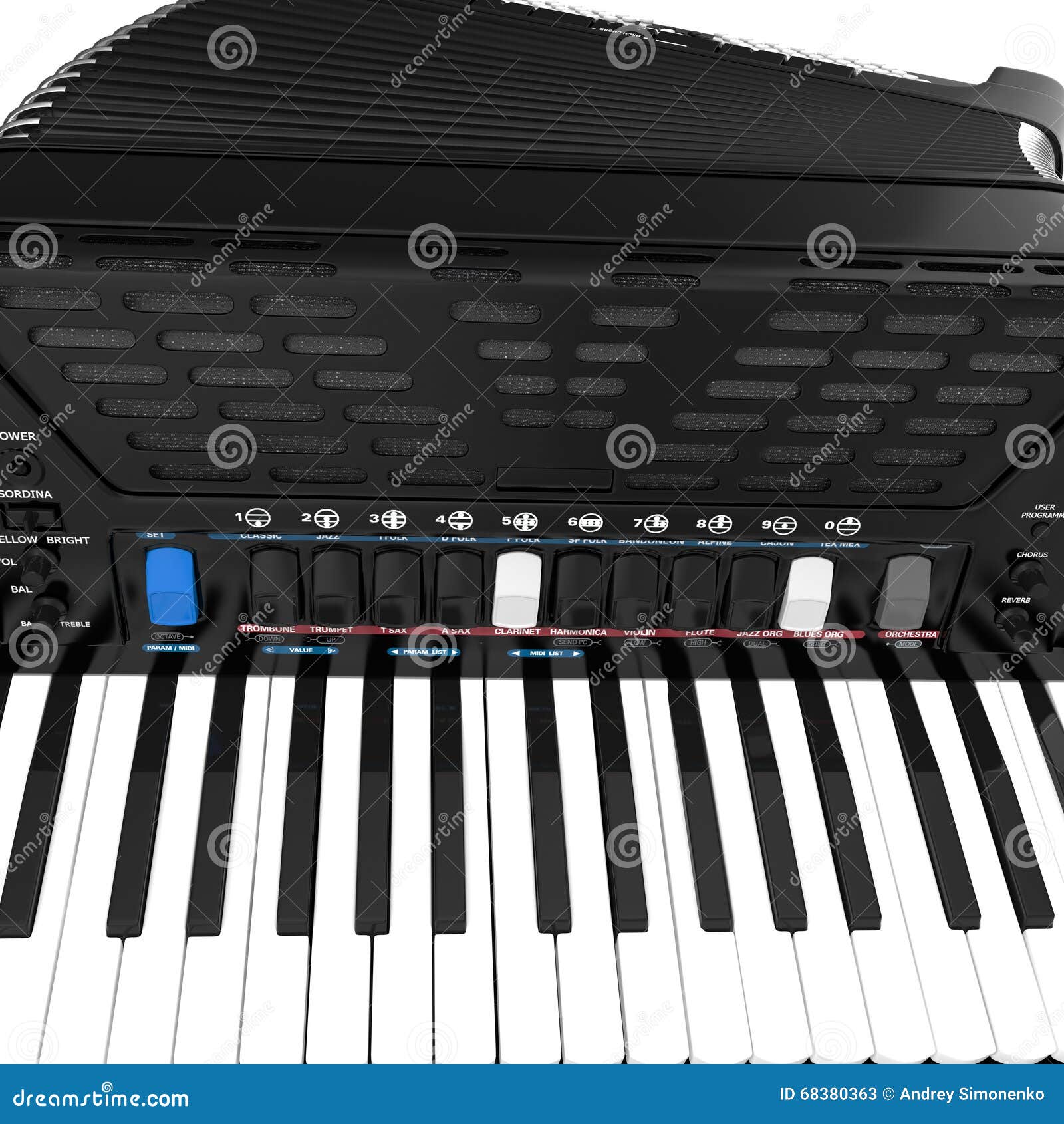 Electronic Accordion On White Background Stock Image Image of black