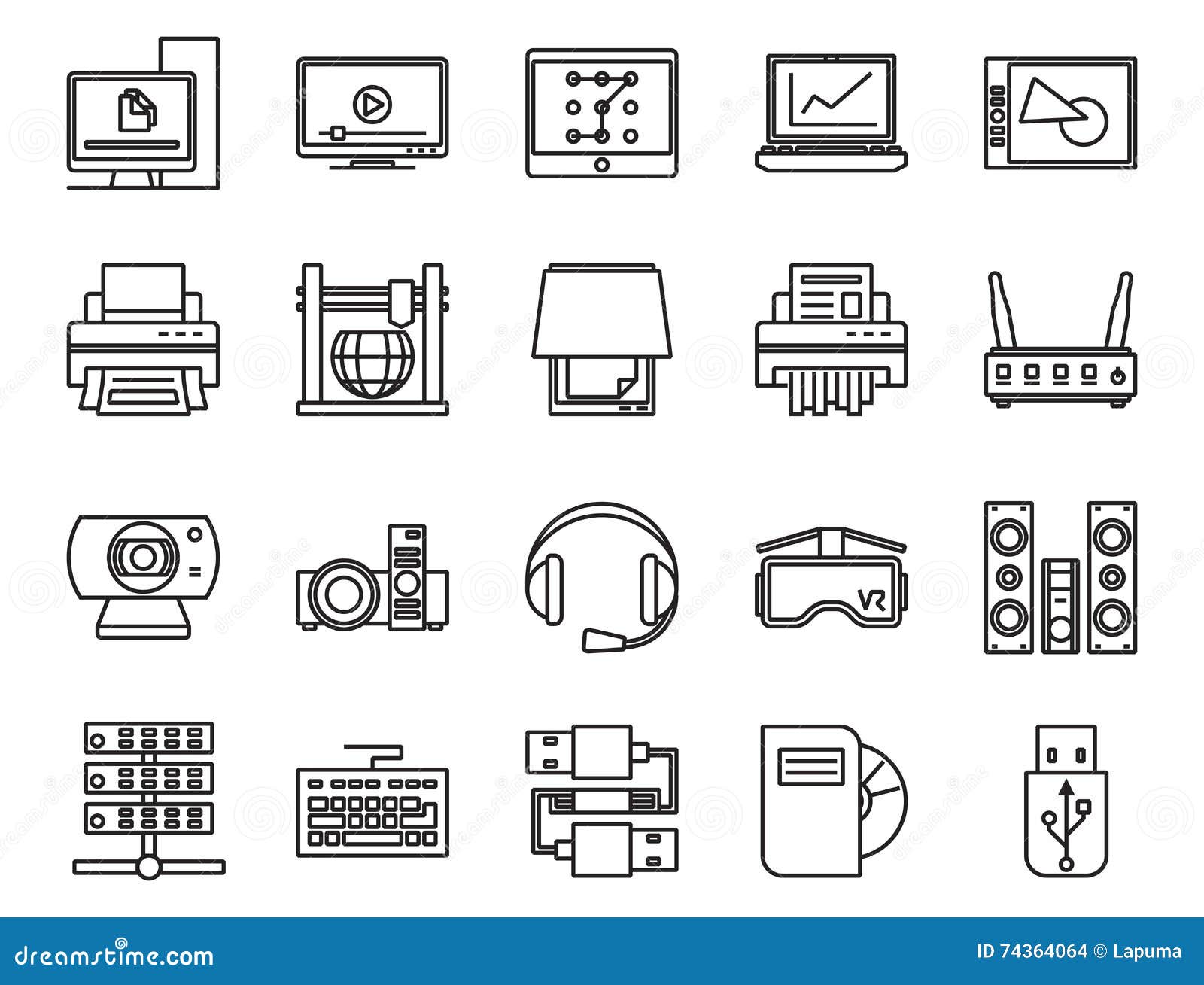 Output devices icon set cartoon vector cartoondealer 143350411