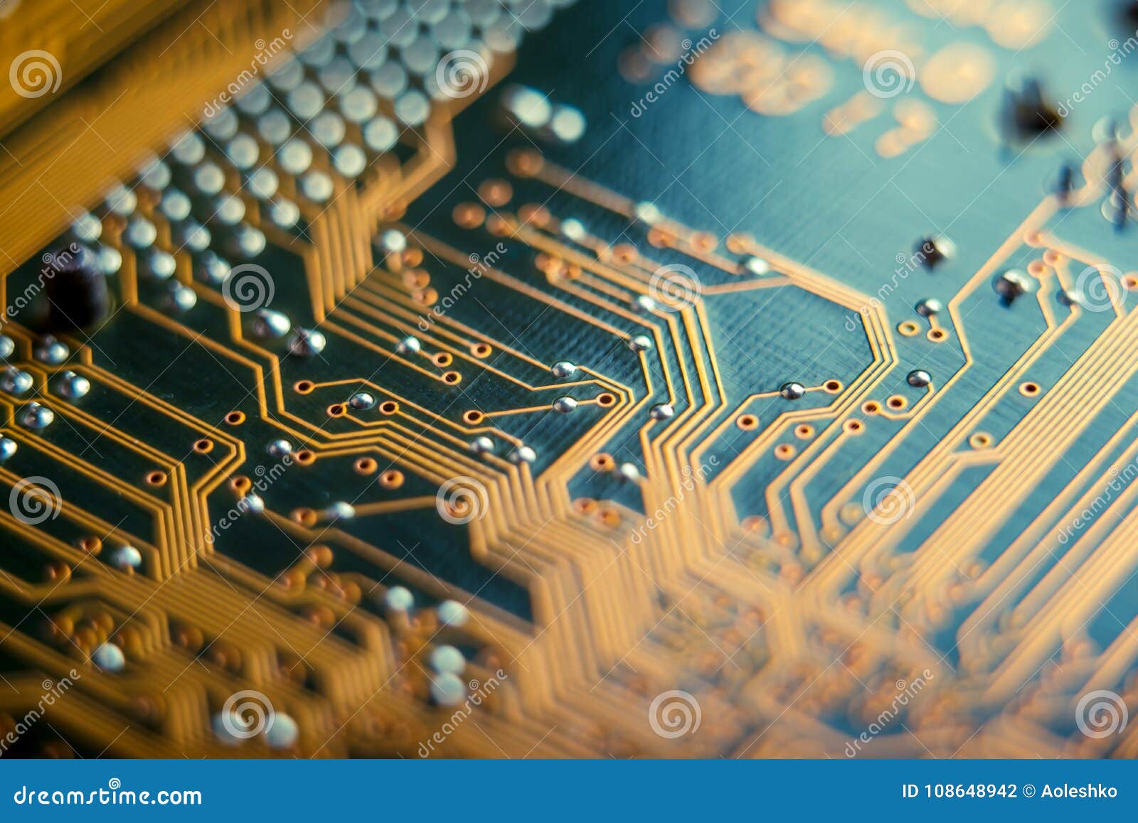 electronic board with semiconductor s closeup. concept of the technology of solid-state microelectronics