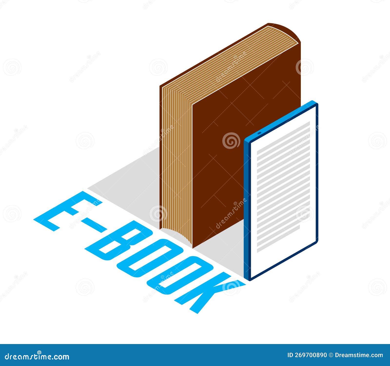 Electronic Book Concept with Cell Prone Gadget 3d Isometric Vector