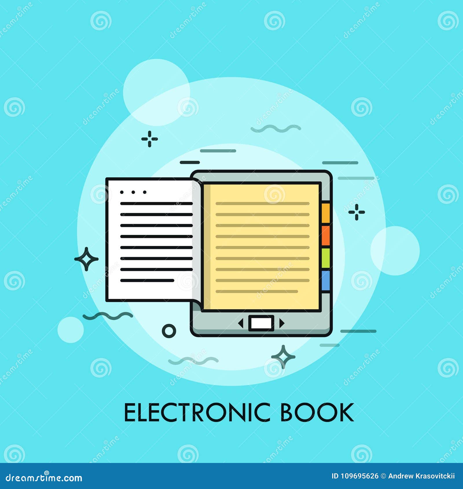 Electronic Book. Concept of Modern Electronical Device or Mobile Gadget