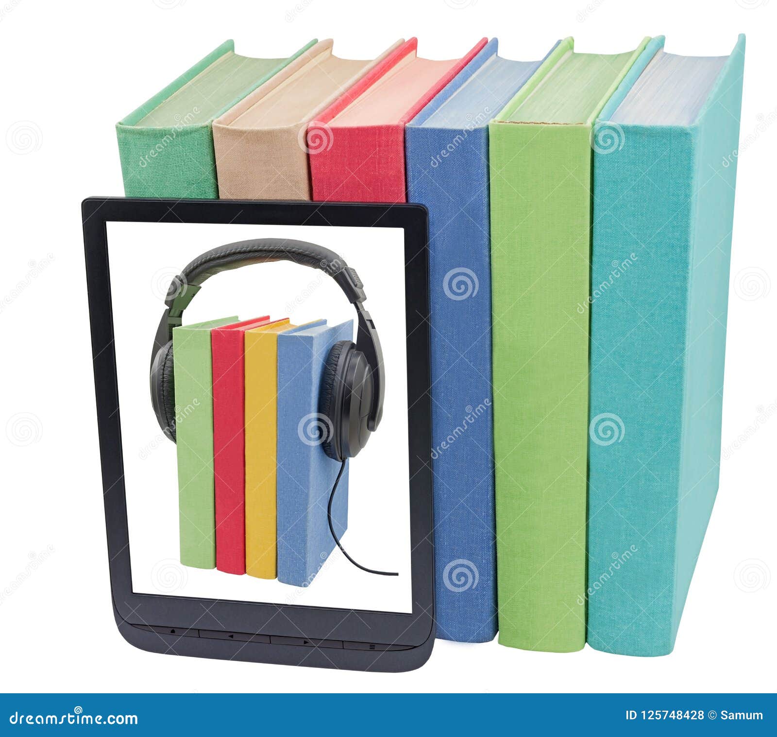 Electronic Book Reader and Book on White Stock Photo Image of multicolored, electronic 125748428