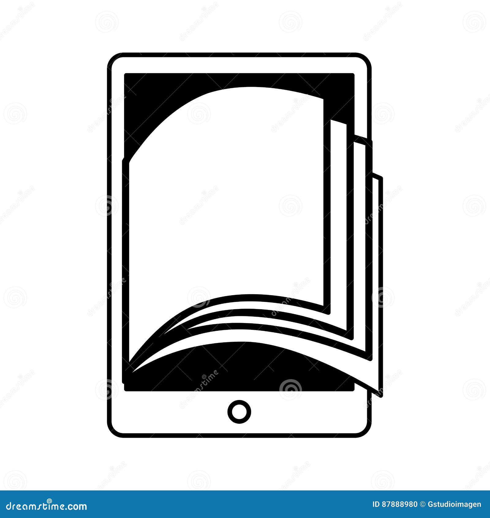 Electronic Book in Tablet Icon Stock Vector Illustration of device