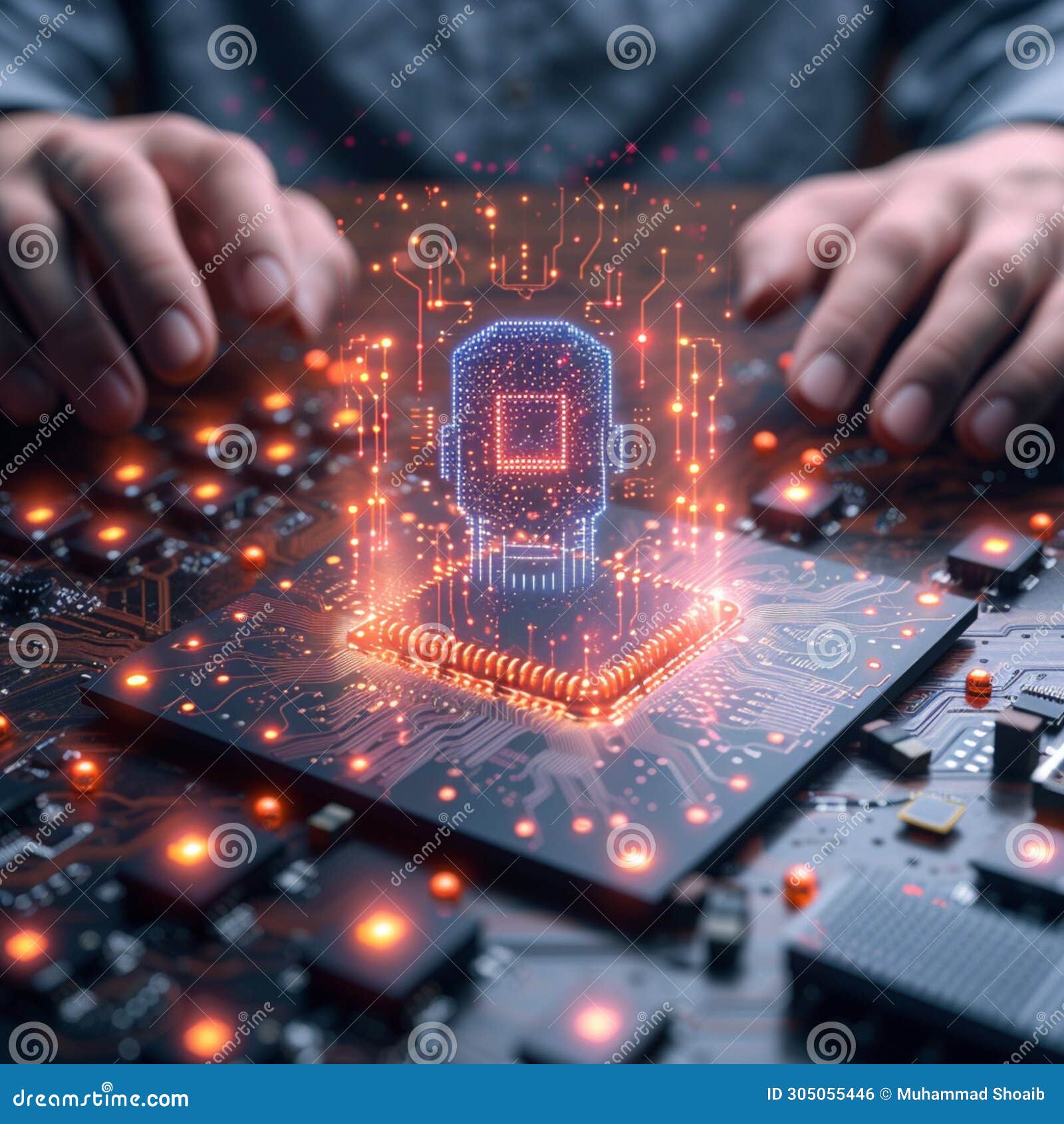 Electronic Chips, AI Symbols Illustration Representing Advanced ...