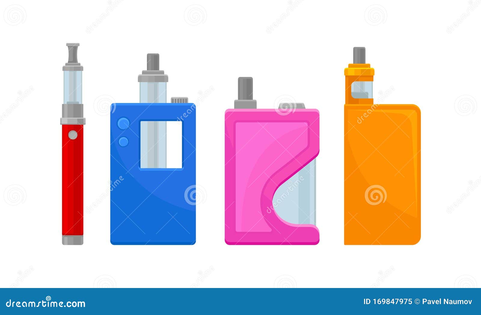 Electronic Cigarettes Vector Set. Metalic E-cigarette Pen Isolated on White  Background Stock Vector - Illustration of item, graphic: 169847975