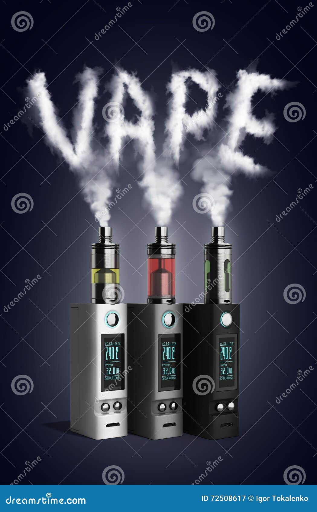 Electronic Cigaretts Device Box Mod To Smokeless Smoking 3d Rend Stock