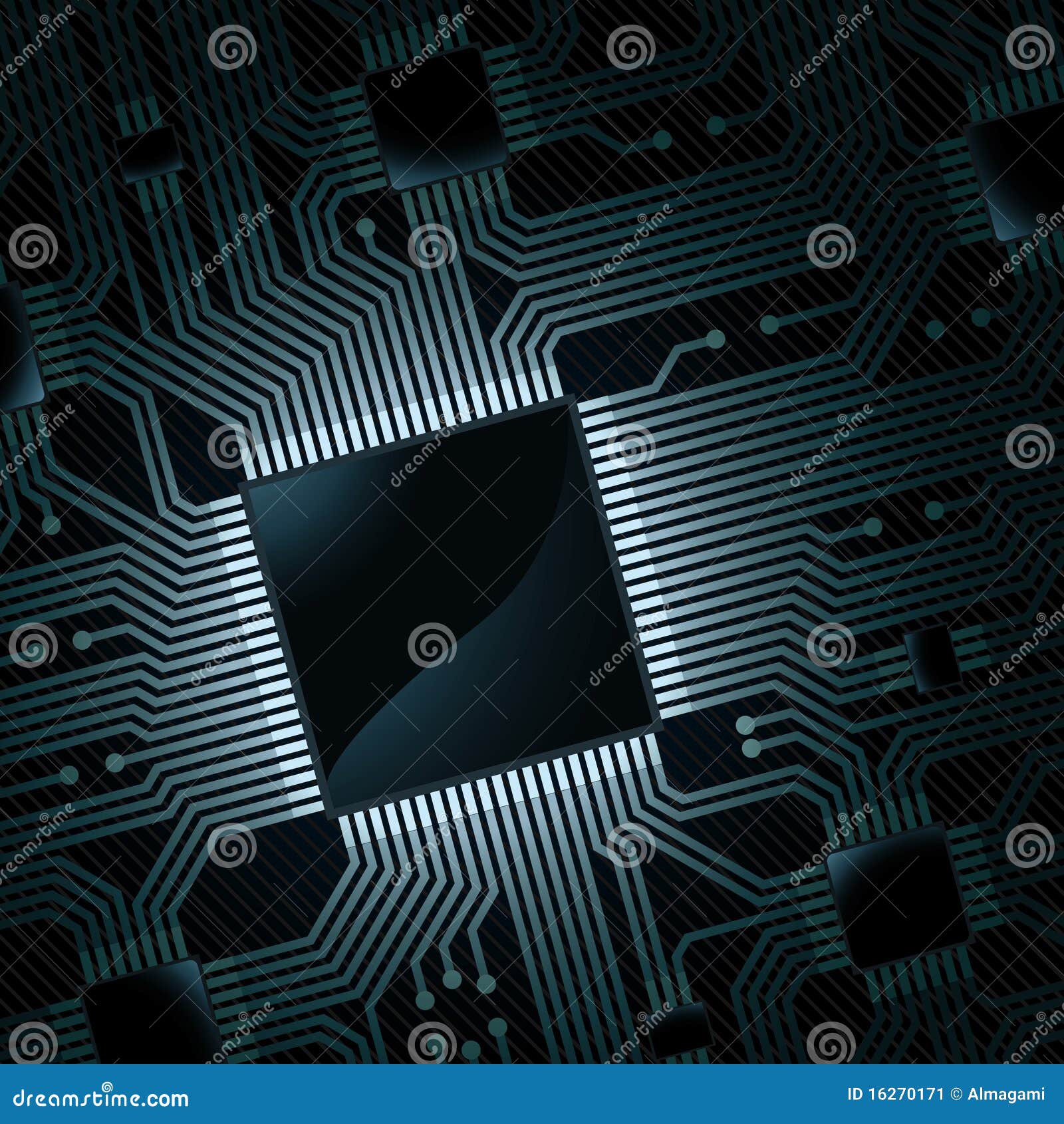 Electronic Circuit Board With Chip Stock Image Image 16270171