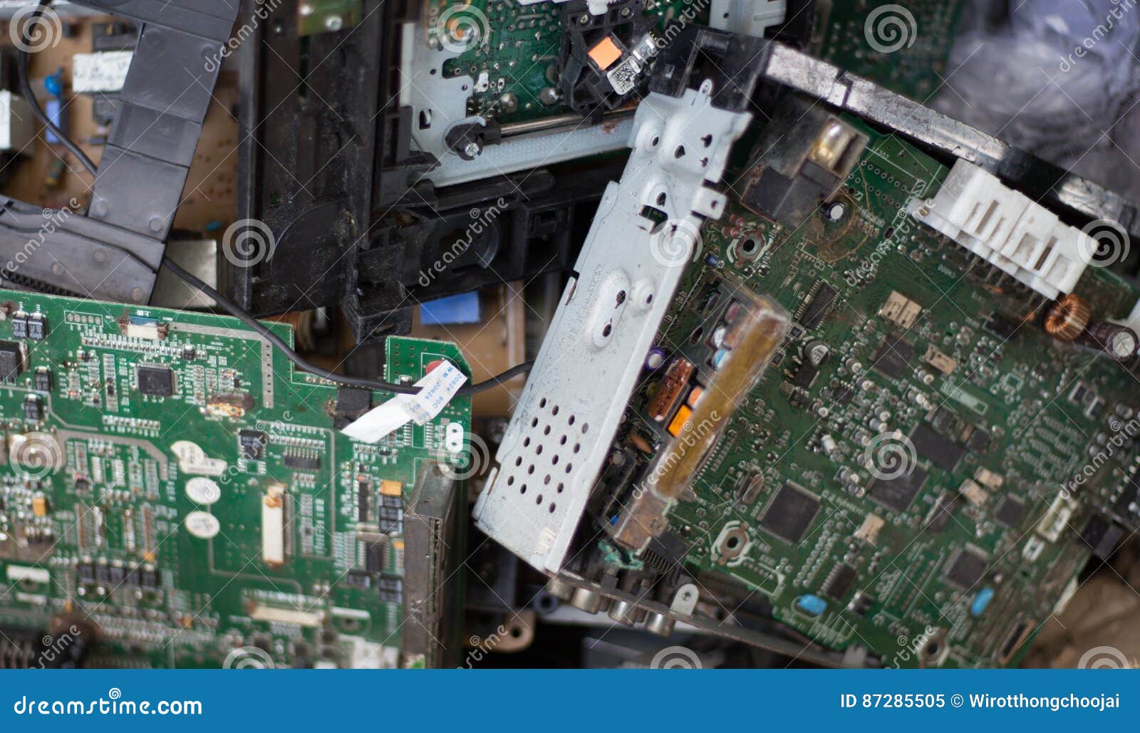 Electronic Circuits Garbage from Recycle Industry. Stock Image Image