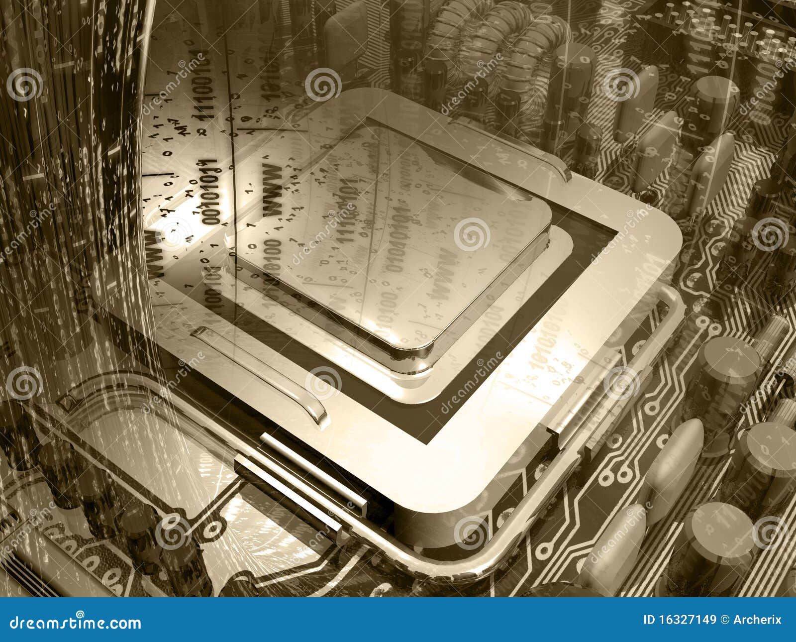 Electronic Collage in Sepia Stock Image Image of component, connect 16327149