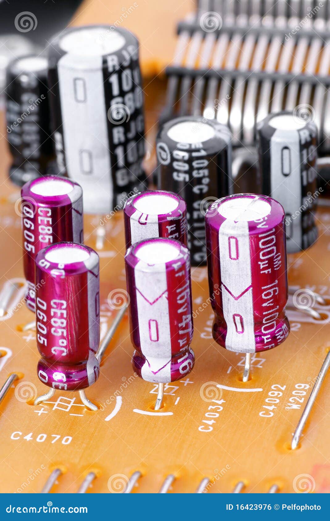 Electronic components. stock photo. Image of detail, close 16423976