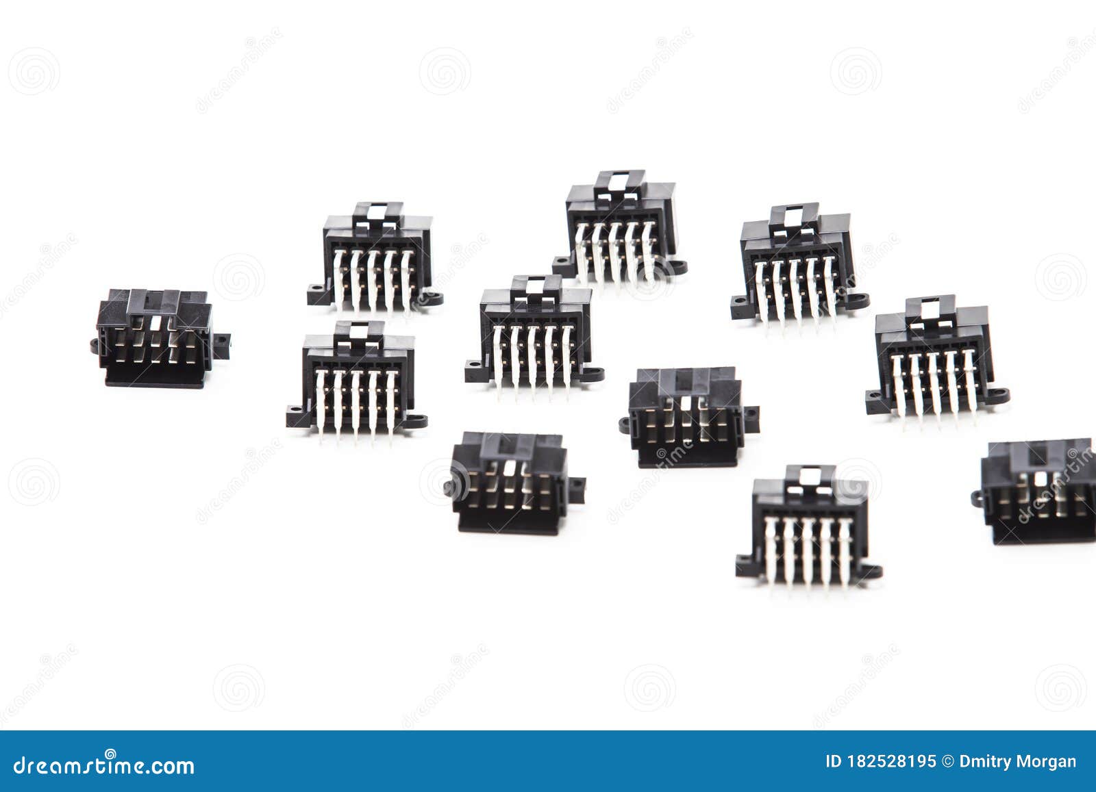 Electronic Components Concepts. Closeup of Rows of Short Angular PCB