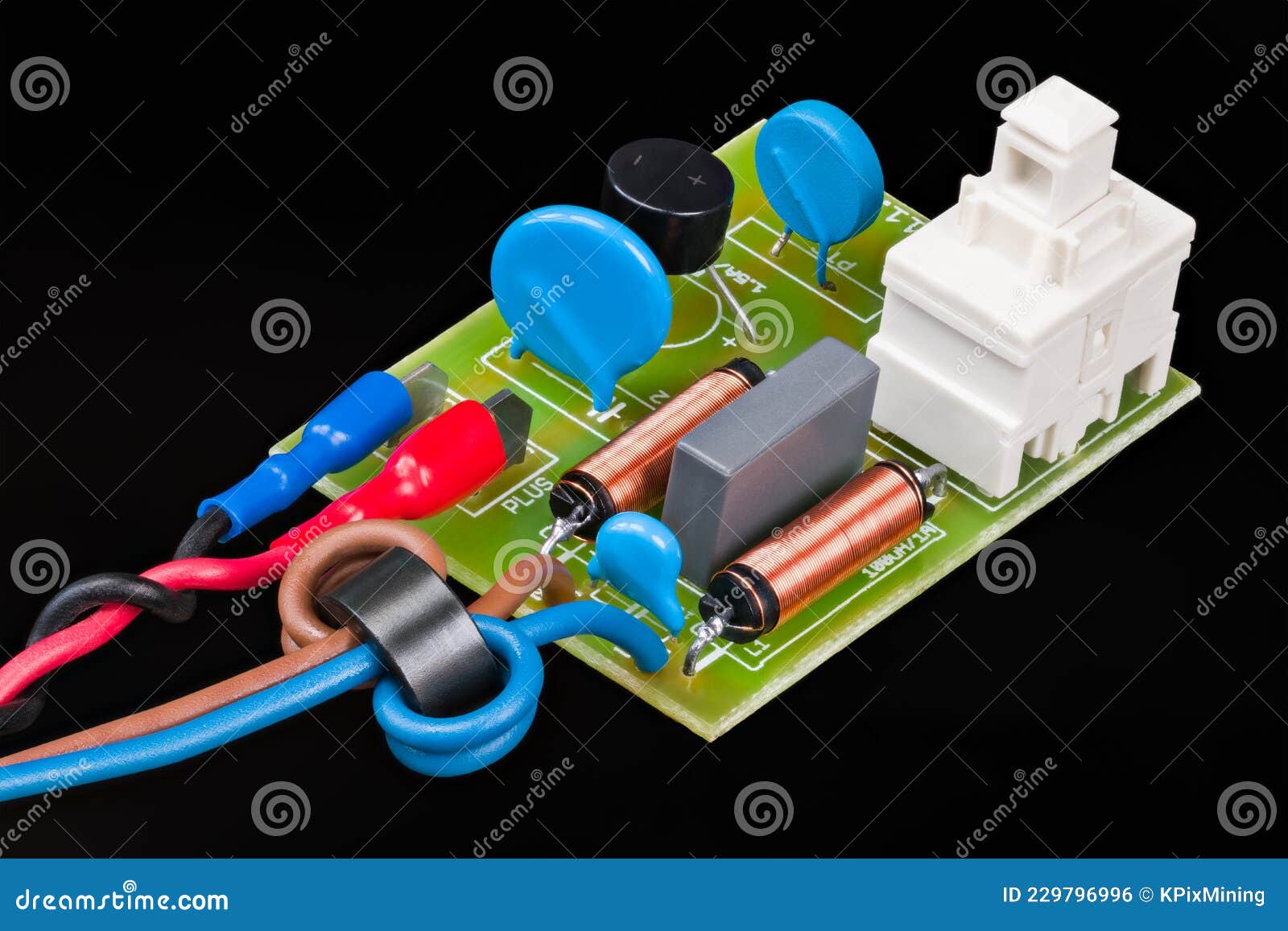 Electronic Components of Electric Motor Supply Module on Black