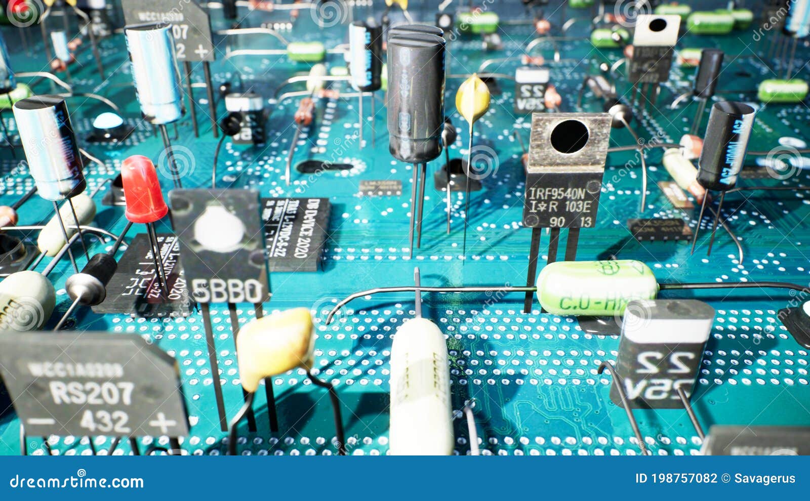 Electronic Components Inside a Technological Device Microchips