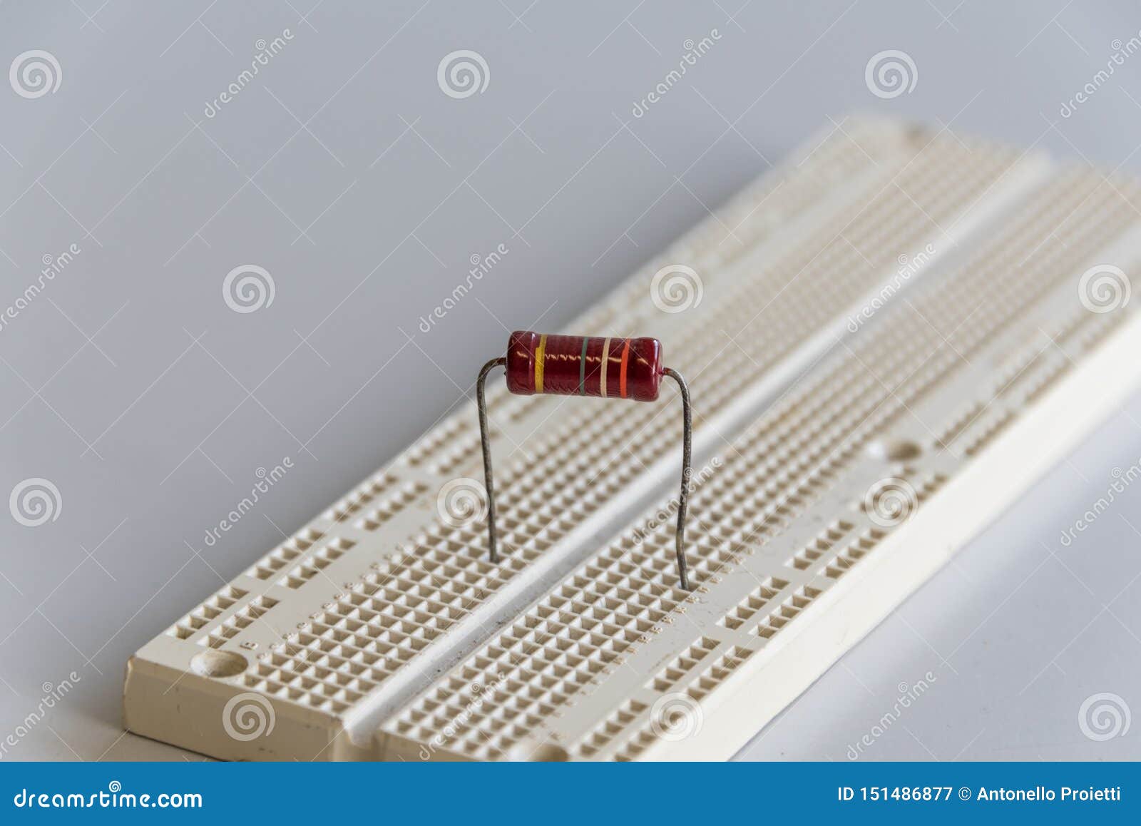 Resistance on Breadboard on White Table Stock Image Image of detail