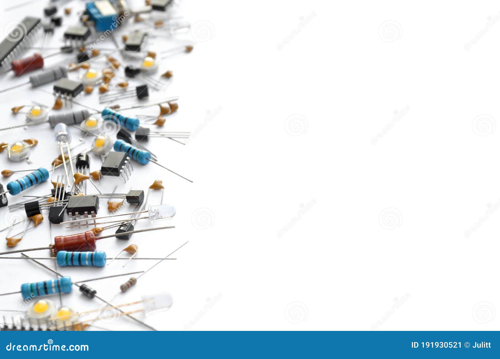 Electronic Components on White Background Stock Image - Image of metal,  connections: 191930521