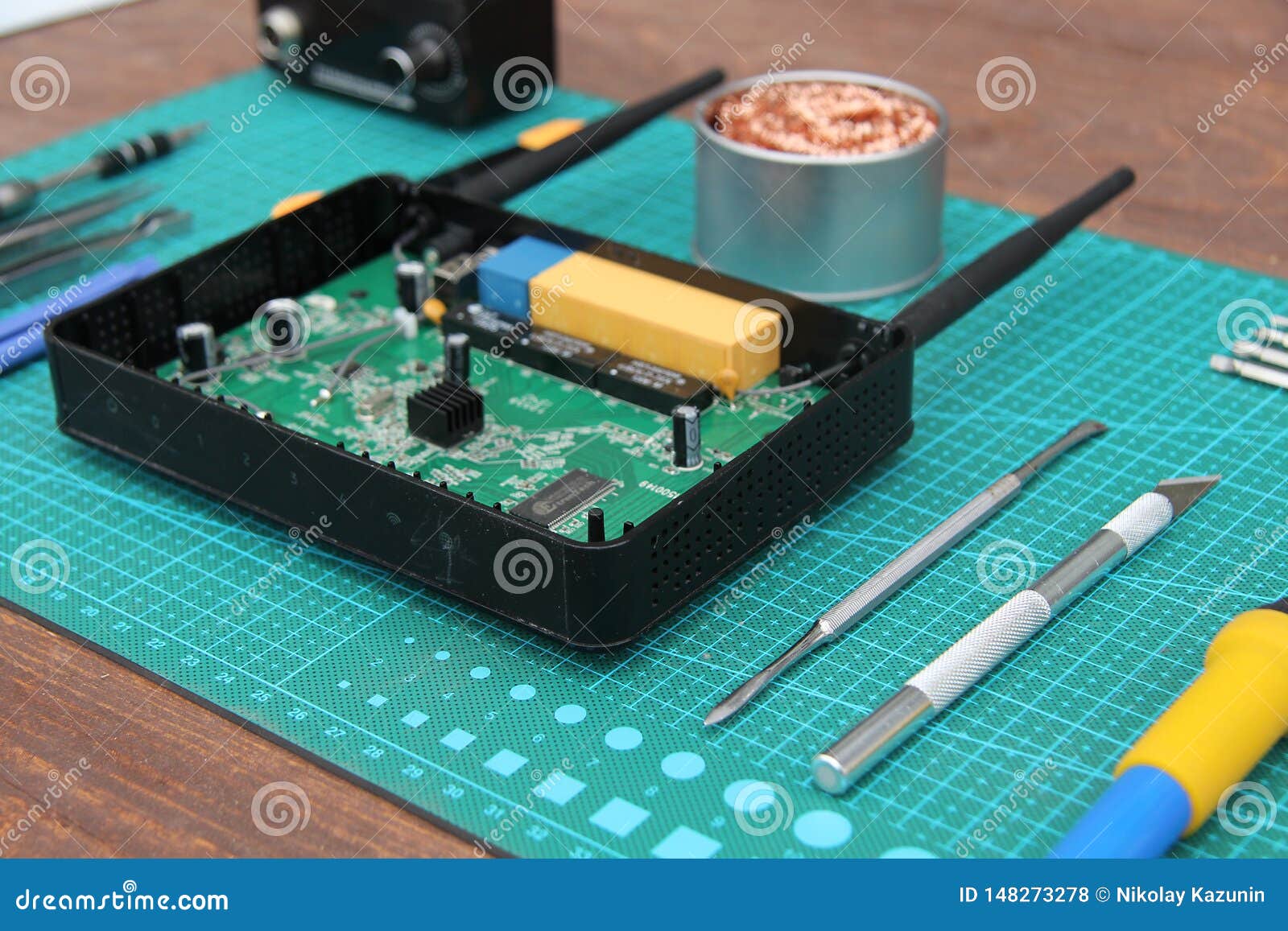 Electronics Repair on the Desktop with Tools Stock Photo Circuit Diagram