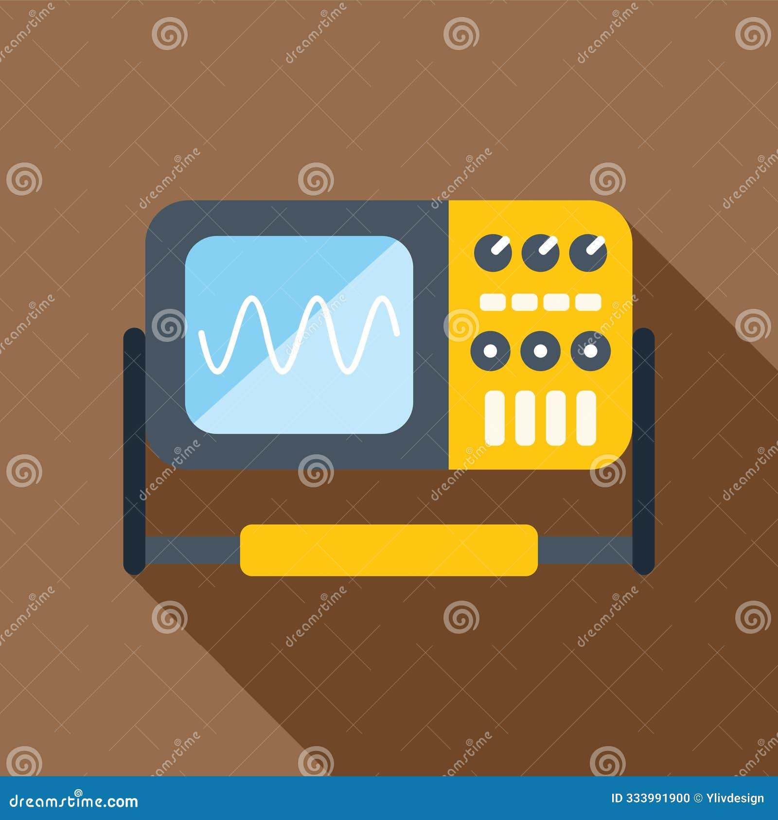 electronic device showing sinusoid signal on screen with buttons and knobs
