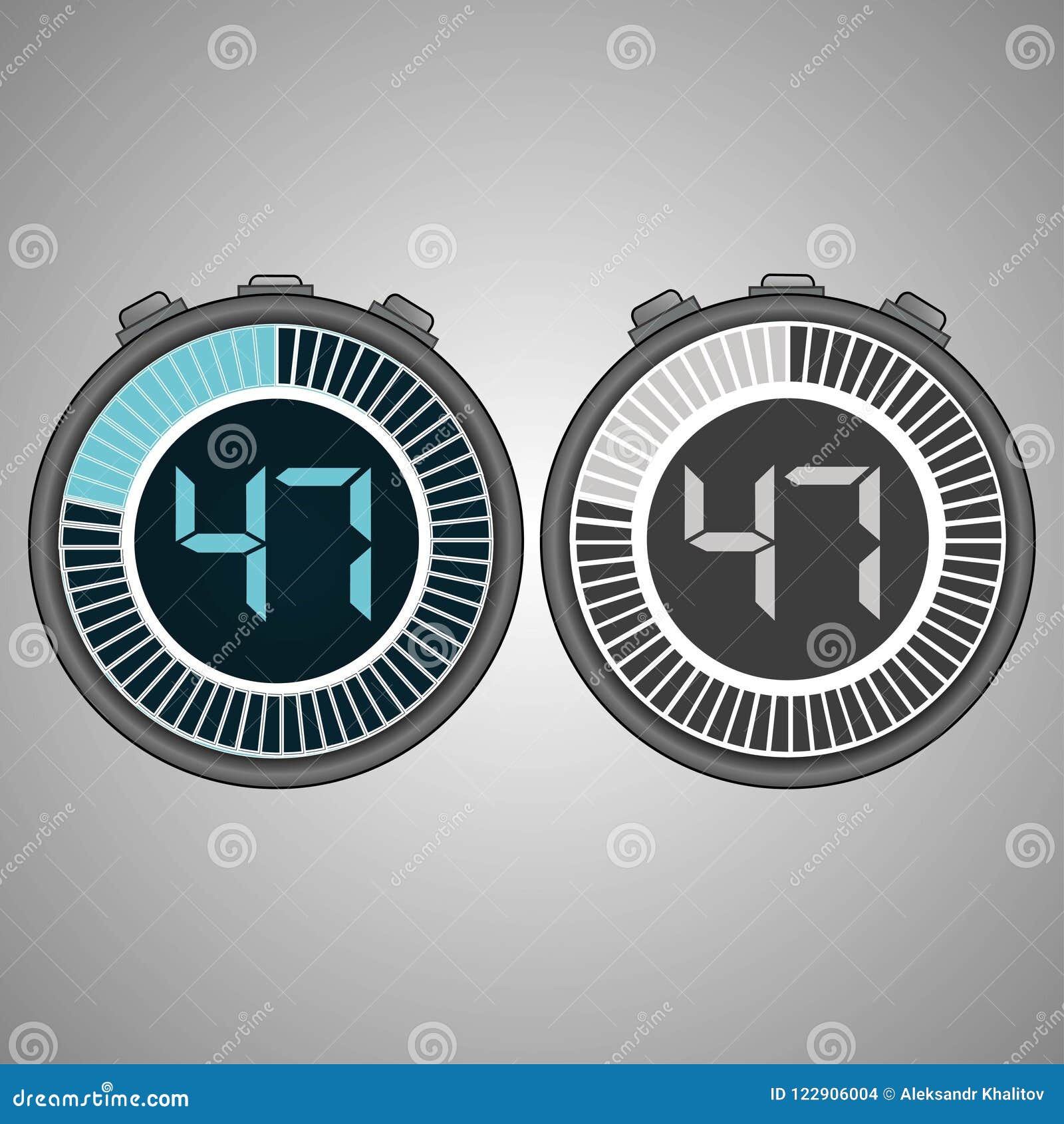 Electronic Digital Stopwatch 47 Seconds Stock Illustration