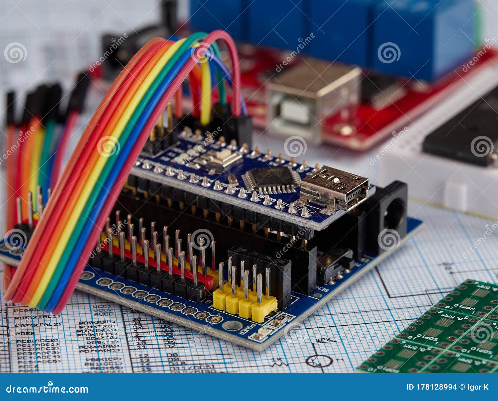 Electronic Diy Project Arduino Electronics And Microprocessor Drawing On A Light Background Do It Yourself Programming And Stock Photo Image Of Metal Hardware 178128994