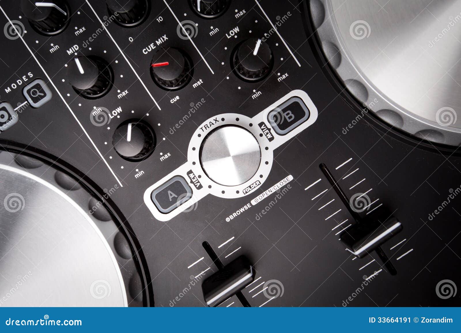 Electronic DJ Mixer Close Up Stock Image Image of music, equipment 33664191