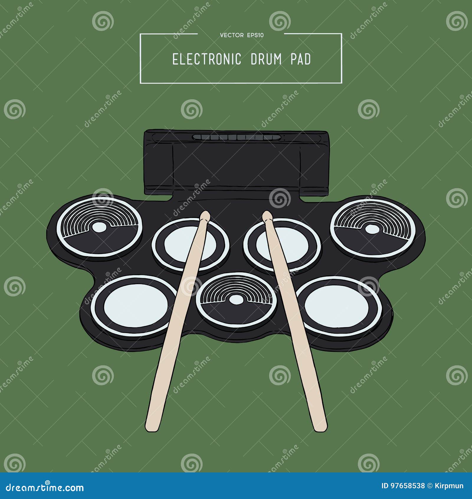 Electronic Drum Pad Kit Sketch Vector. Stock Vector Illustration of