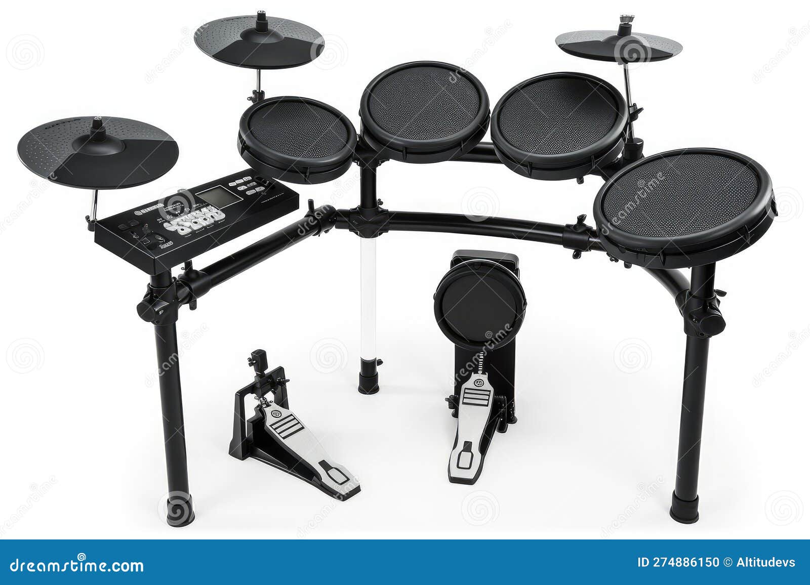 Electronic Drum Set with a Variety of Electronic Sticks, Pads, and
