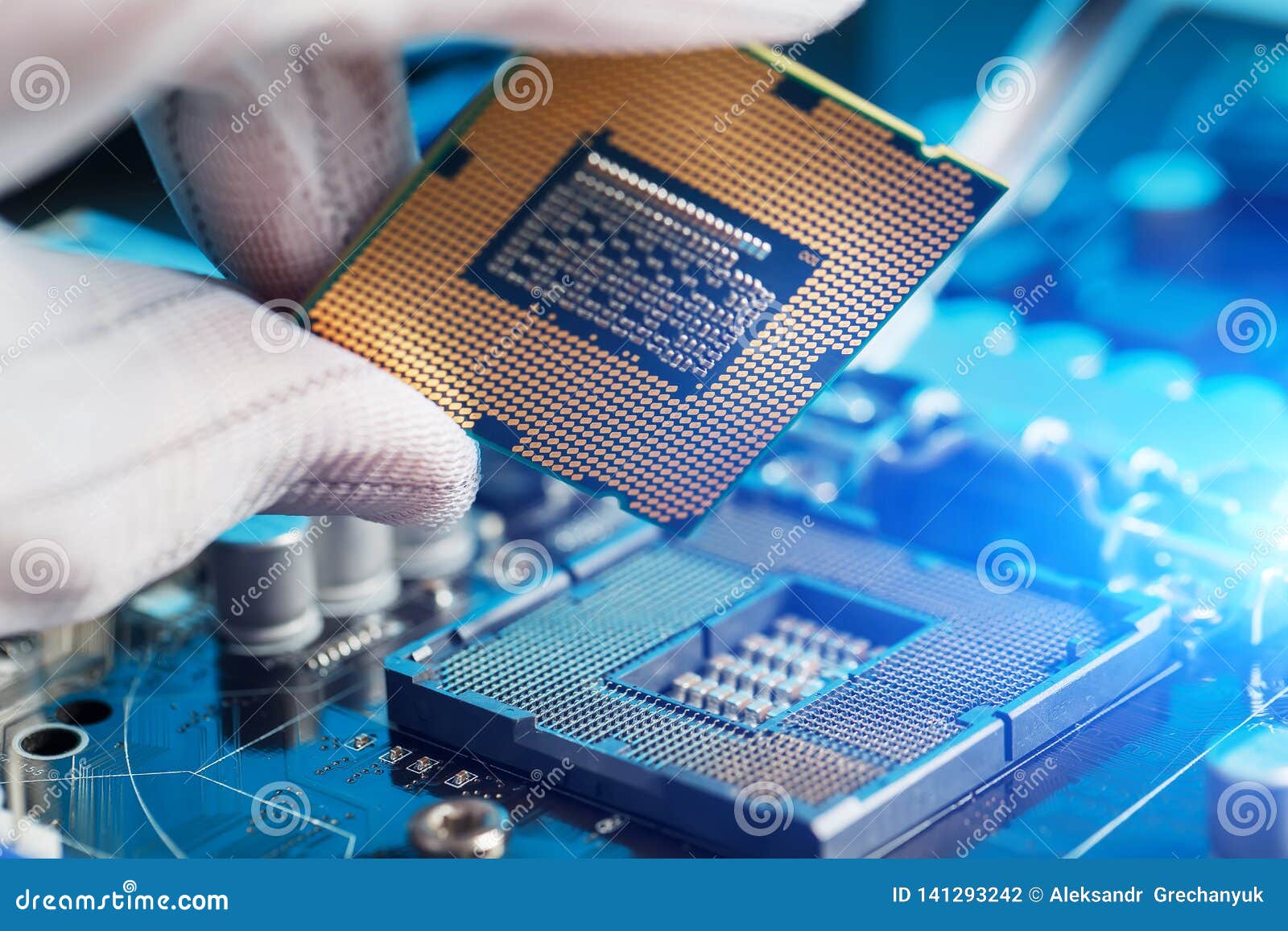 electronic engineer of computer technology. maintenance computer cpu hardware upgrade of motherboard component. pc repair,