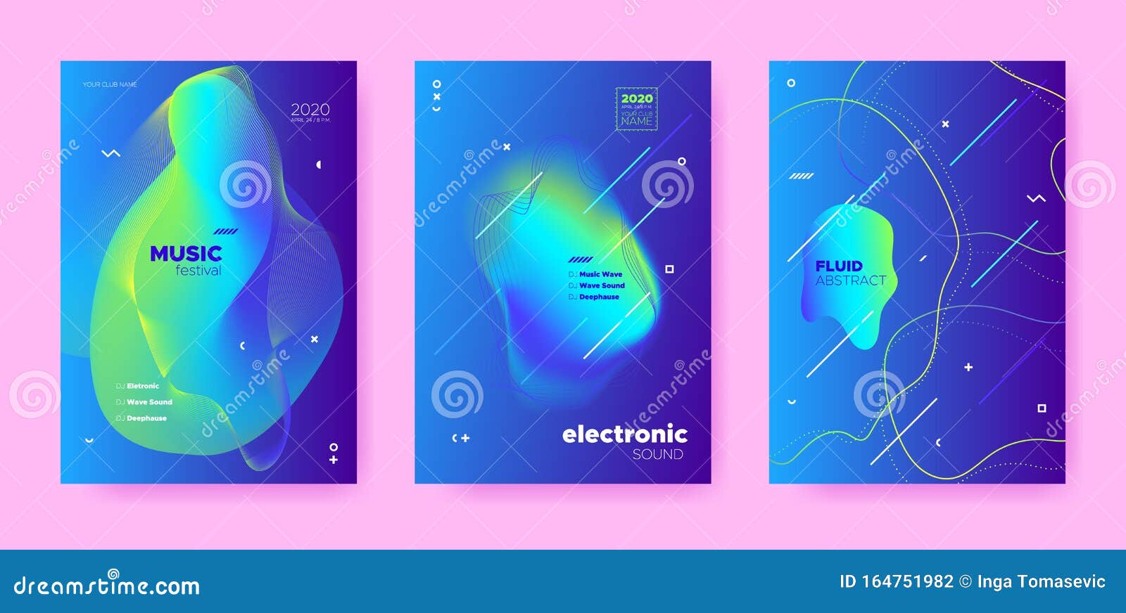 electronic festival. dj poster. blue minimal