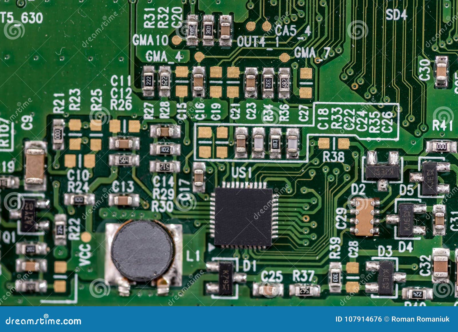 Electronic Green Computer Hardware Technology. PC Background Stock