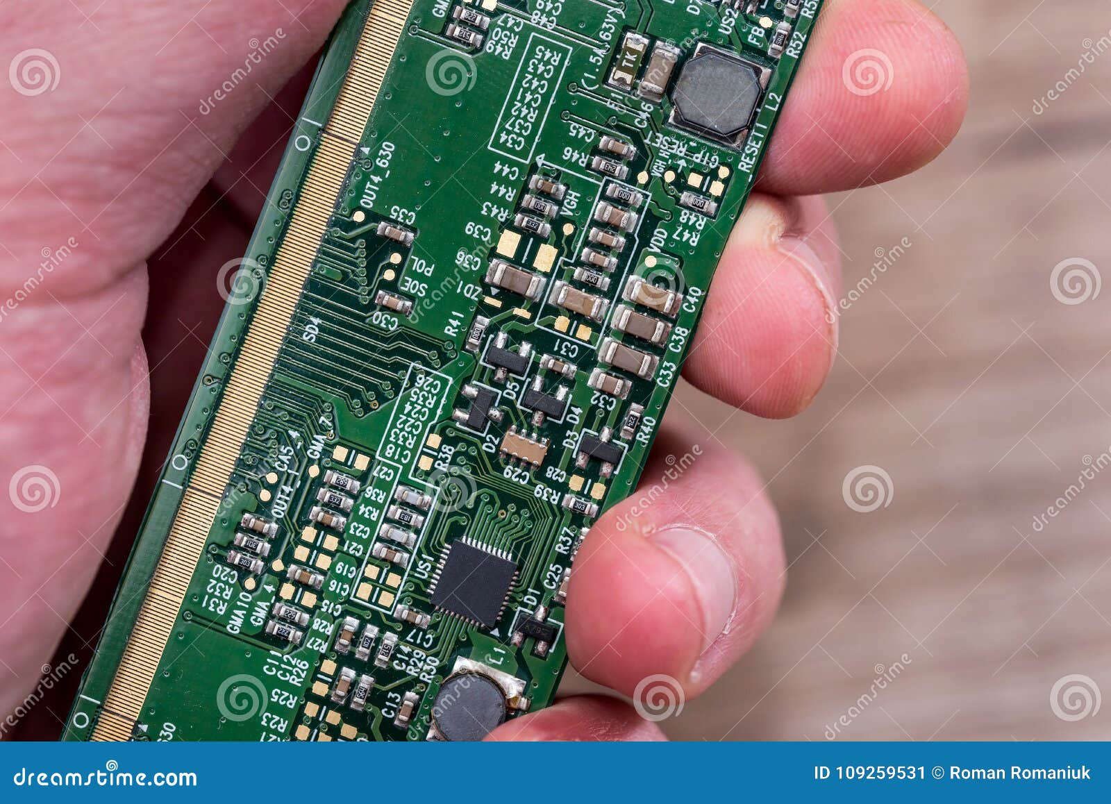 Electronic Green Computer Hardware Technology. PC Background Stock