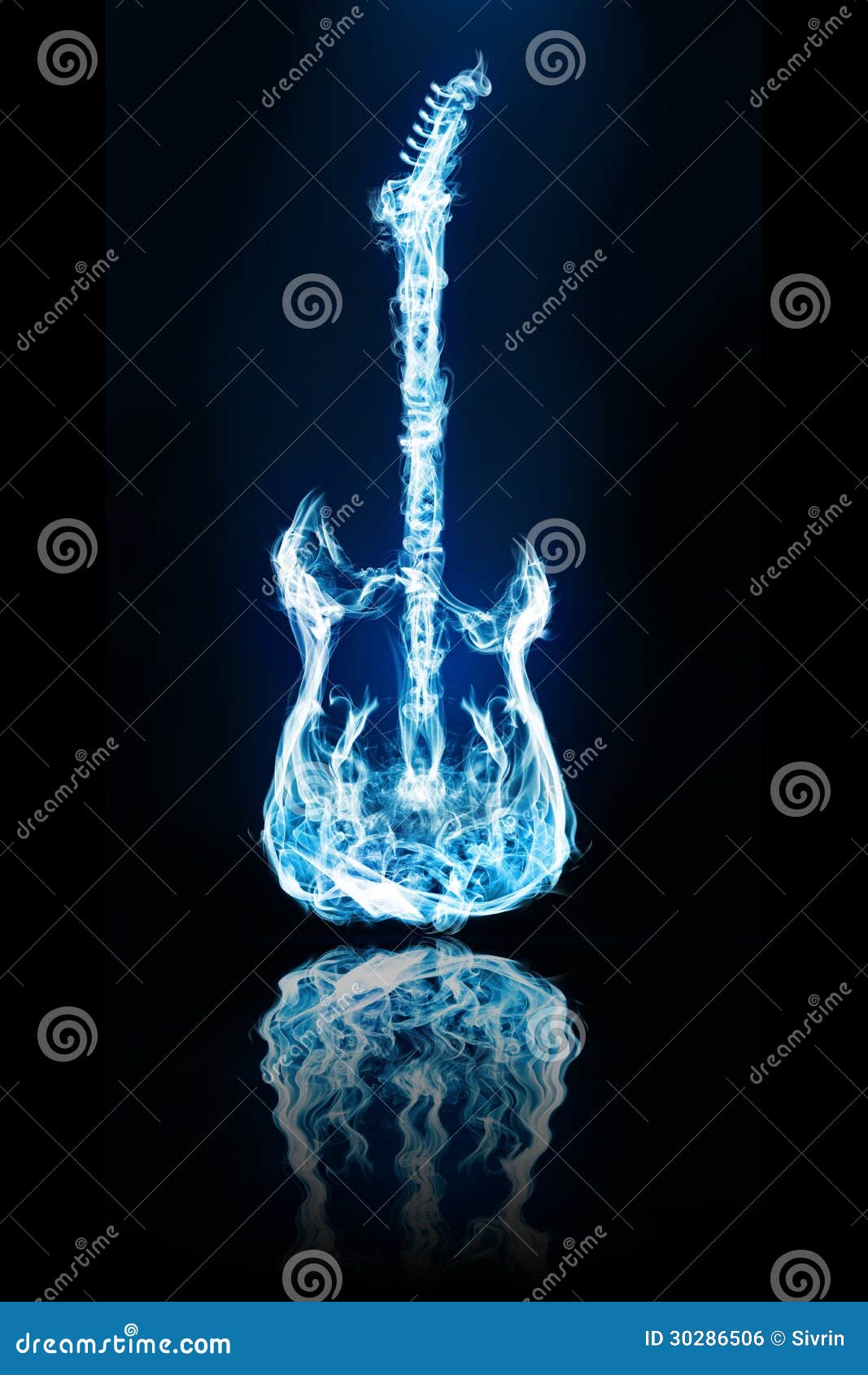 Guitar Flames is Color Blue Stock Illustration Illustration of music