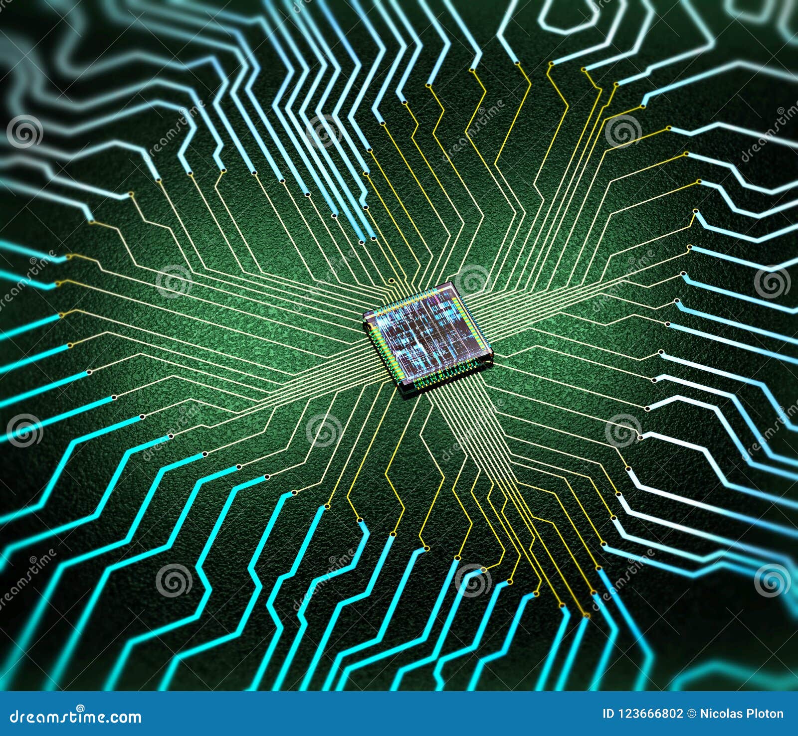 Electronic Heart Concept Made of Circuits and One Cpu Stock Photo