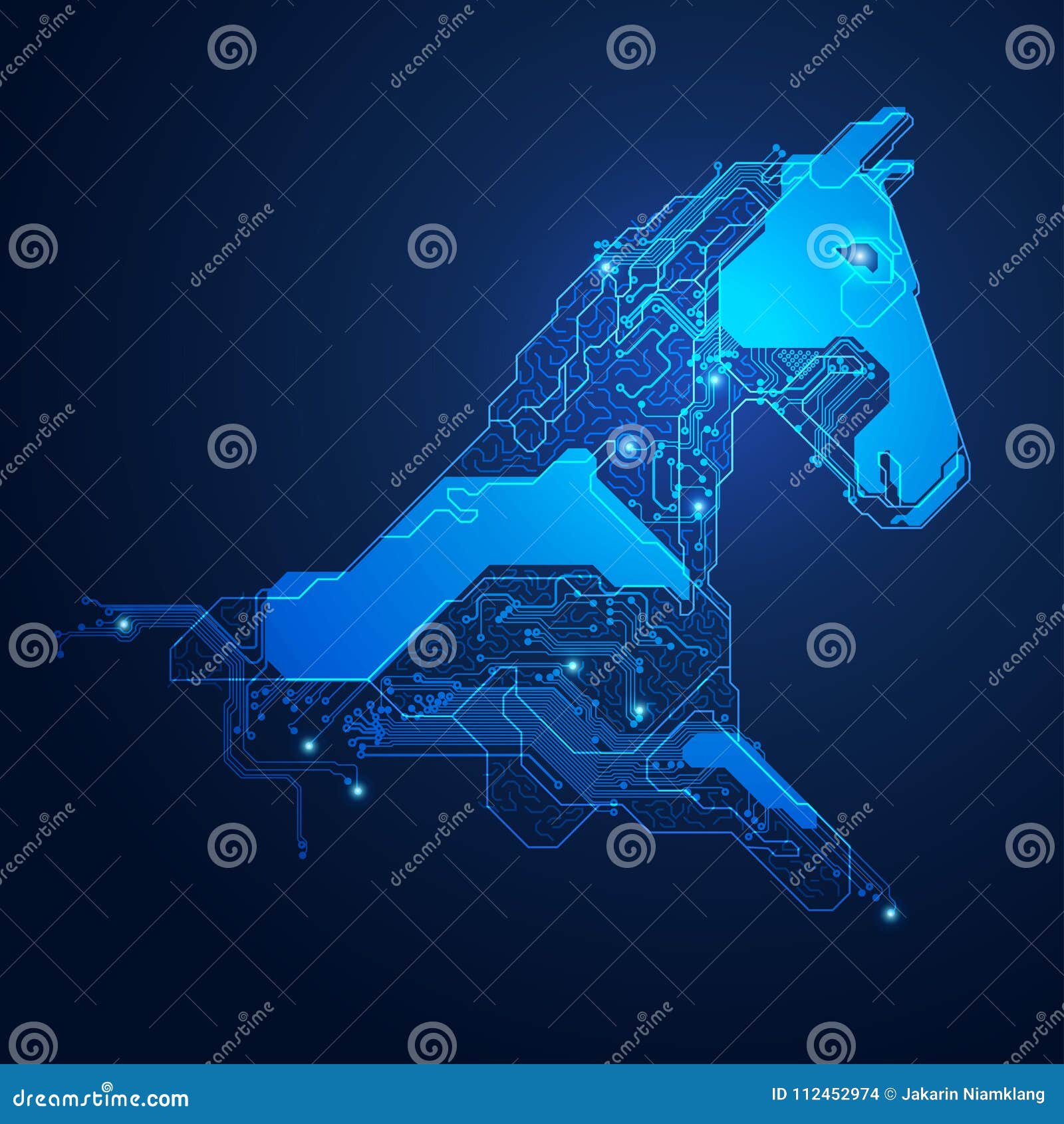 Electronic horse head stock vector. Illustration of combined 112452974