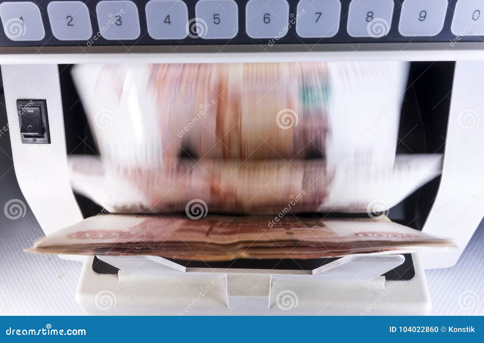 Electronic Money Counter Machine is Counting the Russian Five