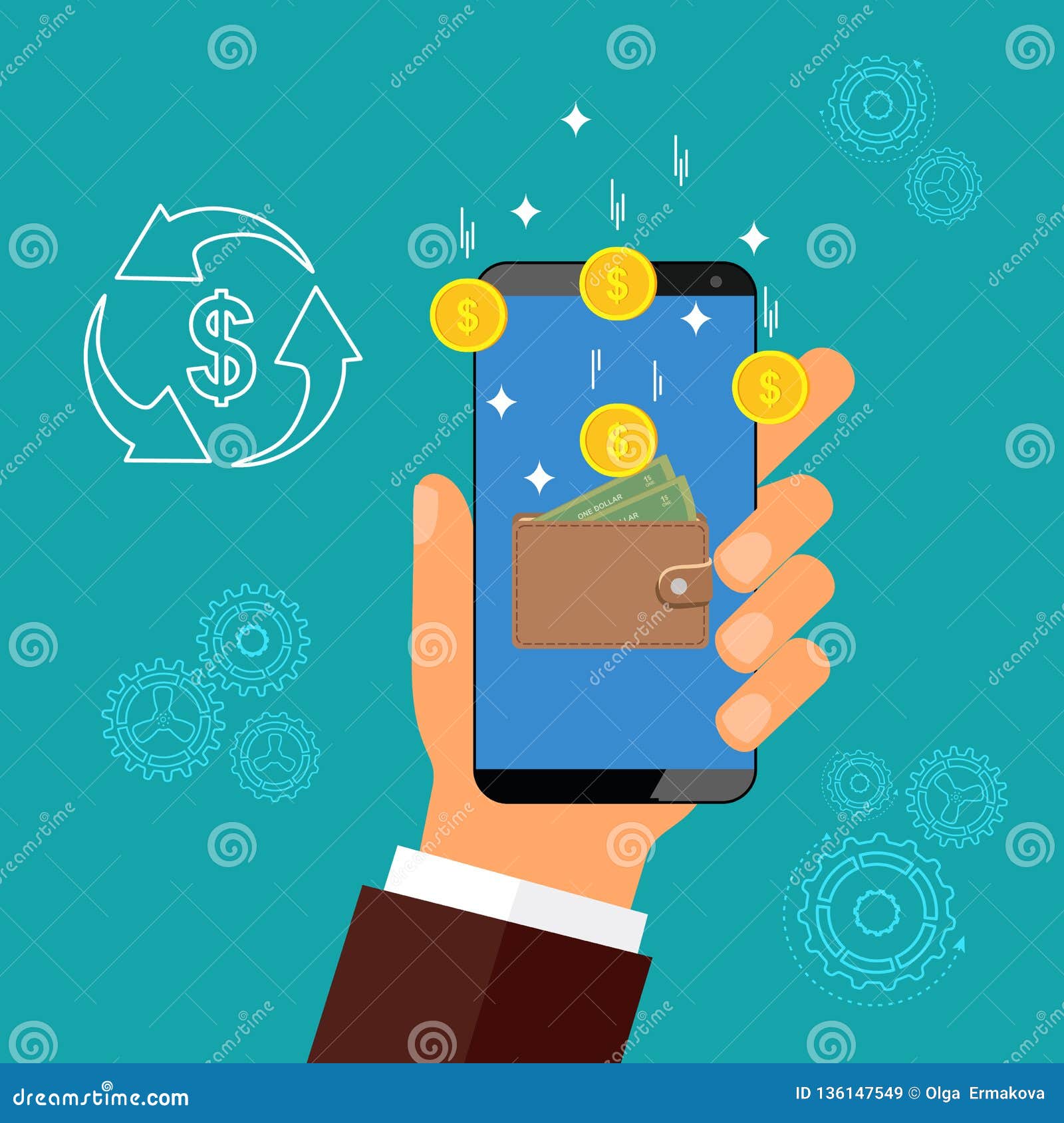 Electronic Money. Replenishment of Ewallet. Vector Illustration Stock Vector Illustration of