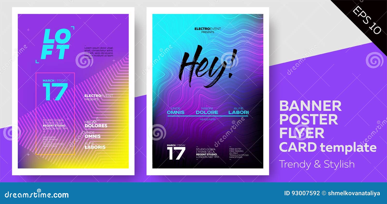 Electronic Music Covers for Summer Fest or Club Party Flyer. Stock ...