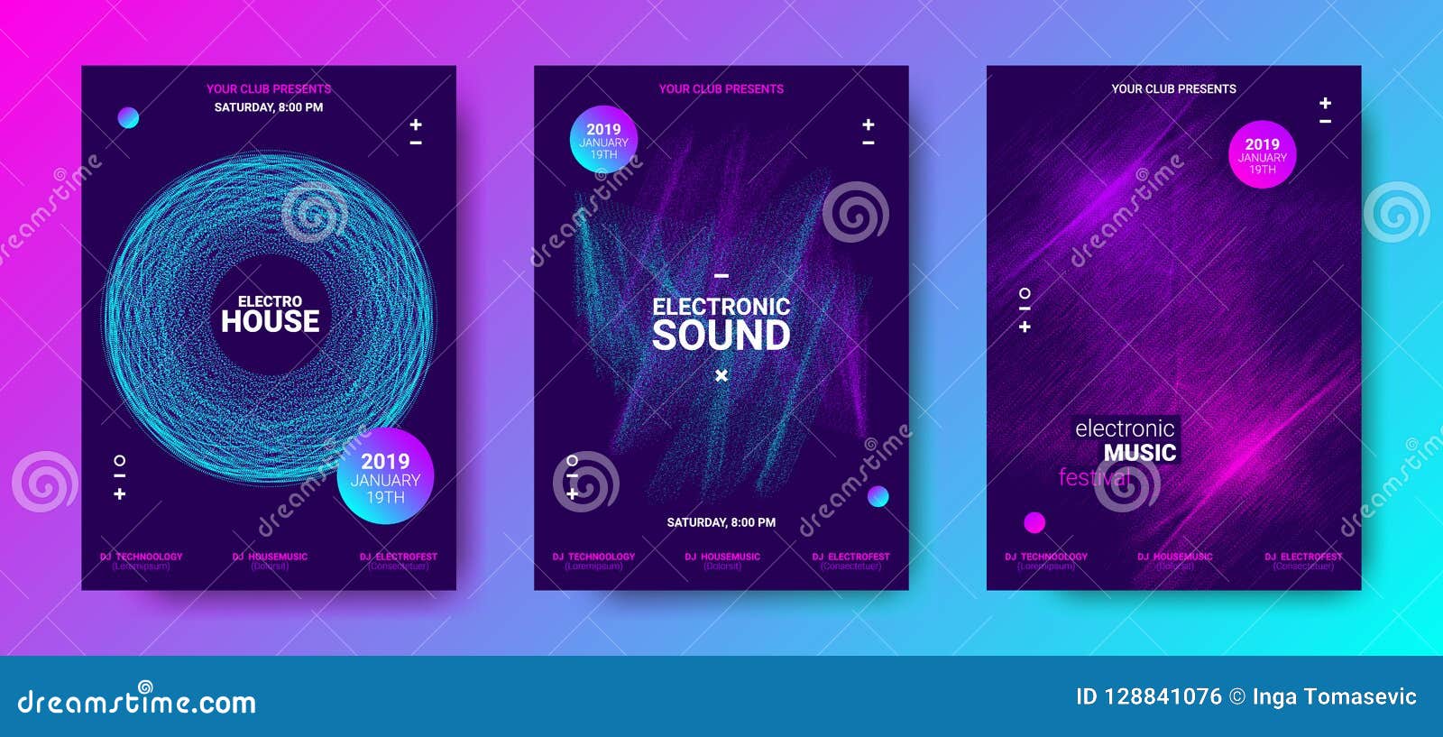 electronic music posters with sound amplitude.