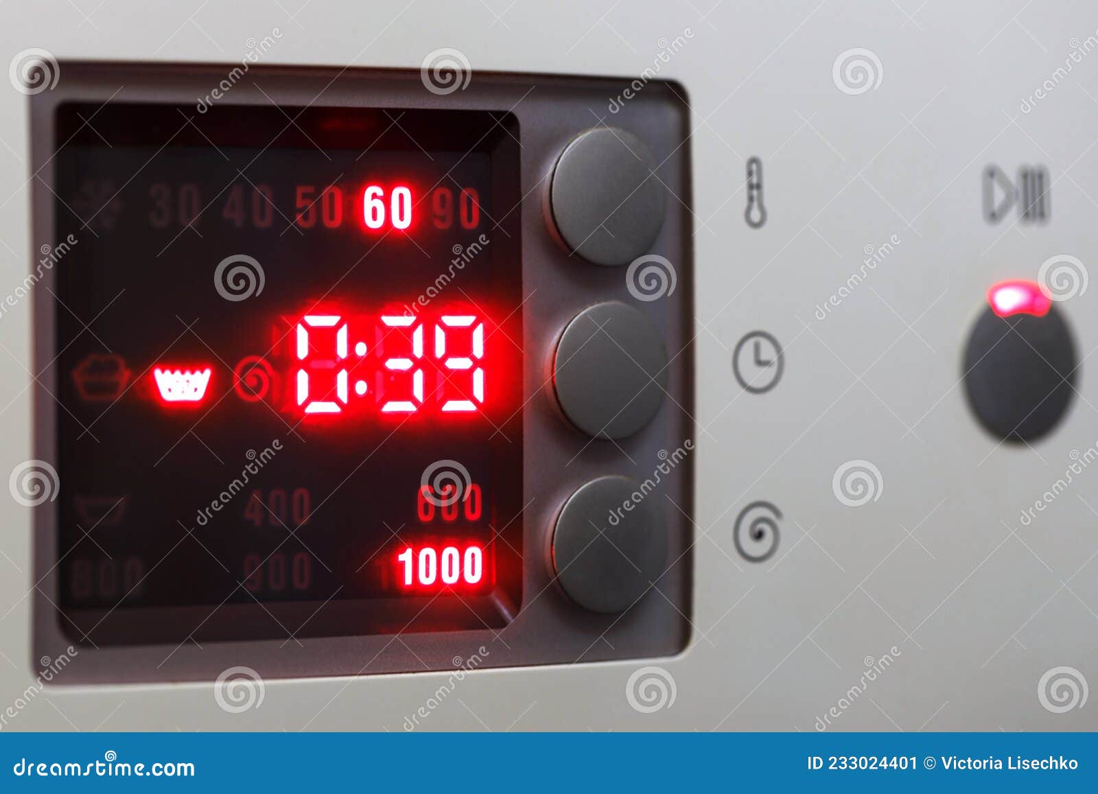 Electronic Panel of the Washing Machine. 60 Degrees Celsius. Close Up.  Stock Image - Image of cluster, cleaning: 233024401