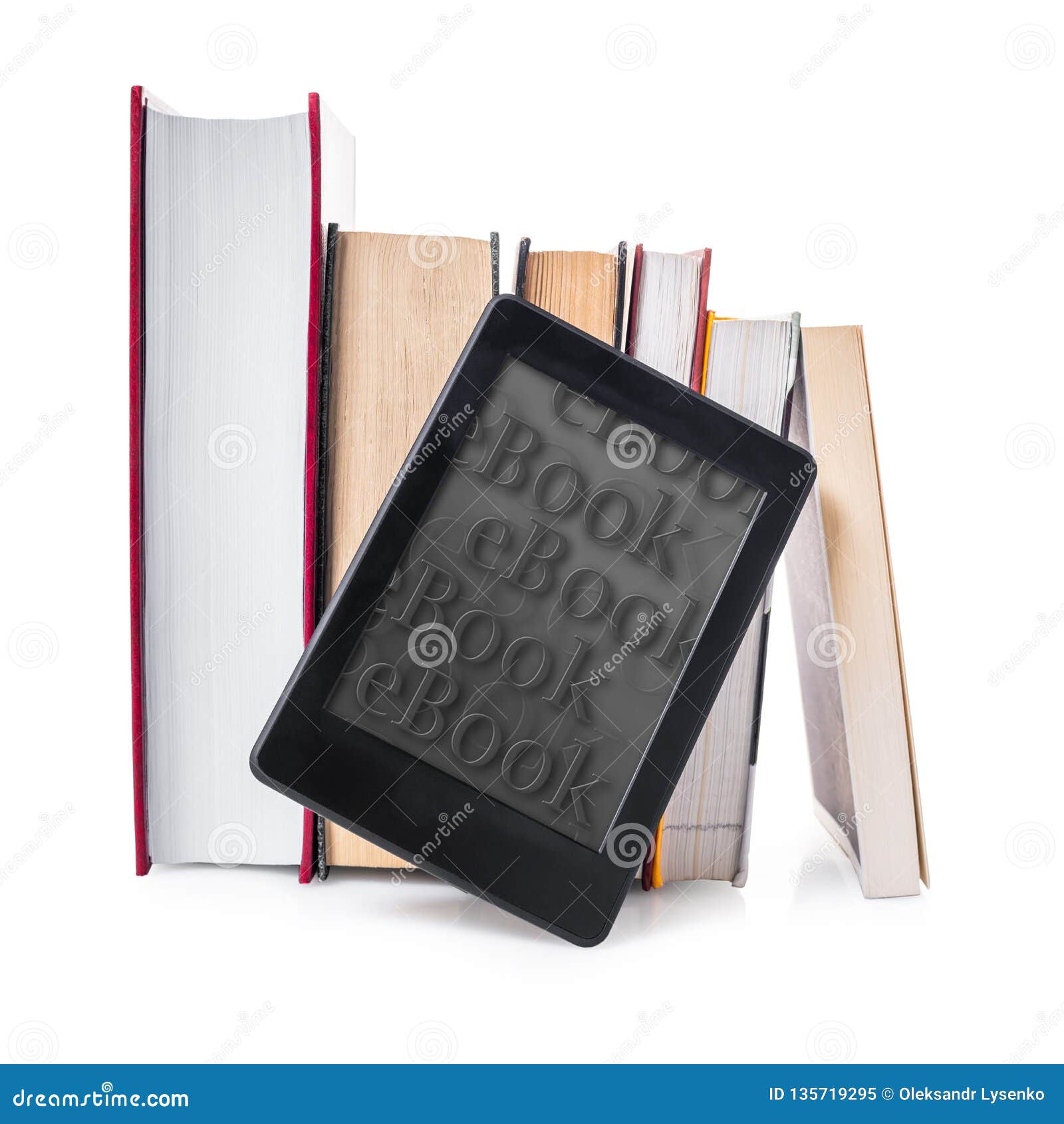 Electronic and paper books stock image. Image of isolated 135719295